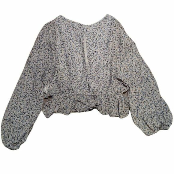 LoveShackFancy Nellie Bluejay 100% Silk Top Floral Ruffle Jewel Blouse XS - Picture 2 of 8
